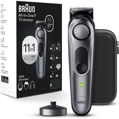 Tông Đơ Cắt Tóc Đa Năng Braun 11-in-1 Series 7 7420 - Thiết Bị Cạo Râu Chính Xác với 40 Cài Đặt Độ Dài, Pin Li-Ion 100 phút