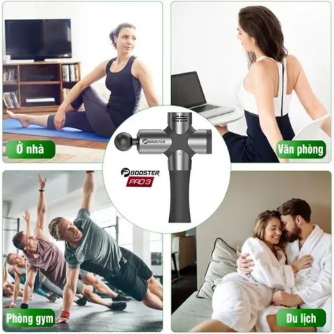Súng Massage Cầm Tay Booster PRO 3 - 126W Cao Cấp, 6 Đầu Massage, Giảm Đau Nhức Hiệu Quả, Phục Hồi Cơ Bắp Tối Ưu
