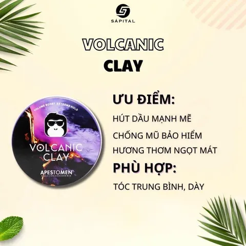 Sáp Vuốt Tóc Nam Volcanic Clay 80g - Giữ Nếp 24h, Hương Chanh Nhẹ Nhàng, Phù Hợp Mọi Kiểu Tóc, Dễ Dàng Gội Sạch