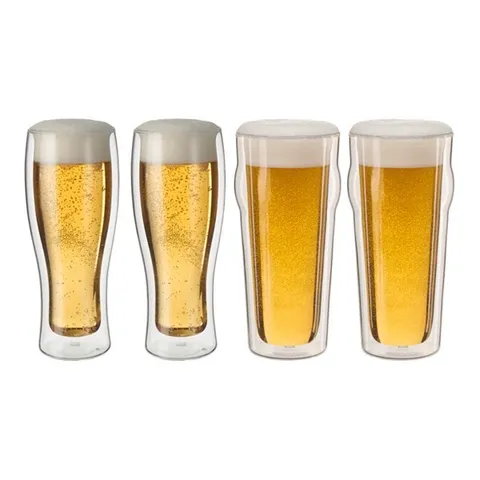 Bộ 4 Cốc Uống Bia 2 Lớp Zwilling Sorrento - Thủy Tinh Borosilicate Giữ Nhiệt Tối Ưu Cho Bia Lạnh, Dùng Hàng Ngày và Tiệc Tối