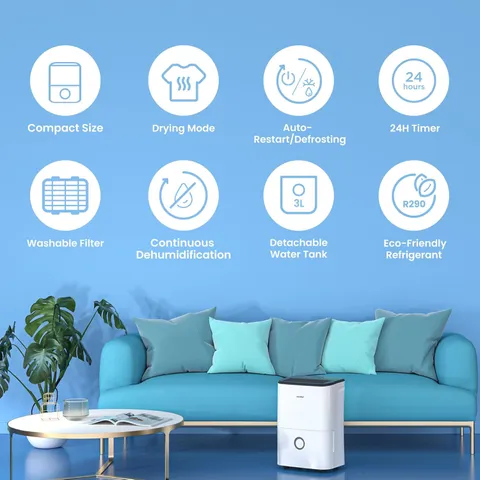 Máy Hút Ẩm Comfee MDFF-16DEN7 - Công Suất Hút 16L/24h, Độ Ồn 41db, Dễ Dàng Sử Dụng, Chống Đóng Băng, Phù Hợp Với Phòng Tắm, Tầng Hầm