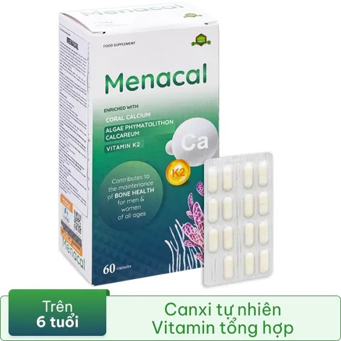 Menacal Bổ Sung Canxi Và Vitamin D3, K2 - Hỗ Trợ Xương Chắc Khỏe, Ngừa Loãng Xương Cho Phụ Nữ Mang Thai - Hộp 60 Viên