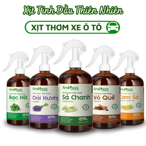 Xịt Khử Mùi Ô Tô AroMazz - Tinh Dầu Thiên Nhiên, Xua Đuổi Côn Trùng, Hương Thơm Tươi Mát, 300ml