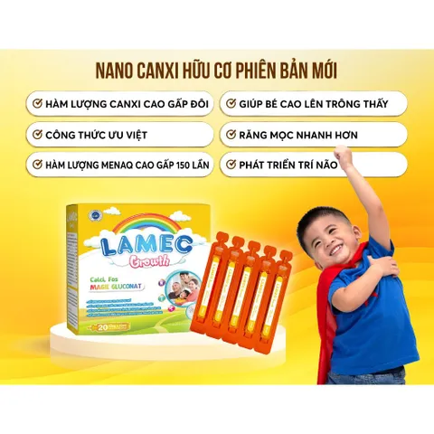 Canxi Hữu Cơ LAMEC Vị Yến Dễ Uống - Bổ Sung Calci, Vitamin D3, K2 Cho Trẻ Em và Phụ Nữ Mang Thai, Hỗ Trợ Phát Triển Chiều Cao