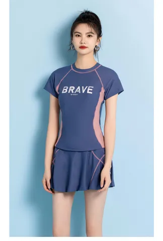 Đồ Bơi Thể Thao Nữ Che Bụng Rời Váy Màu Navy (Tặng kèm 1 cặp mút ngực )