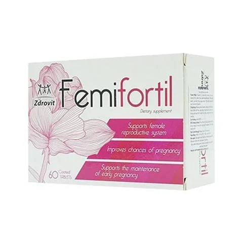 Viên Uống Femifortil Hỗ Trợ Sinh Sản, Tăng Khả Năng Thụ Thai - Bổ Trứng Cho Phụ Nữ - Hộp 60 Viên Chính Hãng