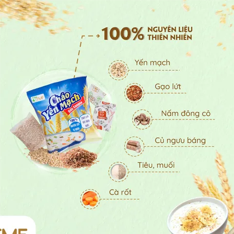 Cháo Yến Mạch Gạo Lứt Giảm Cân Ăn Liền Tâm Minh - Thực Phẩm Dinh Dưỡng Tiện Lợi Chay Mặn, Chỉ 3 Phút Nấu Nóng Hổi
