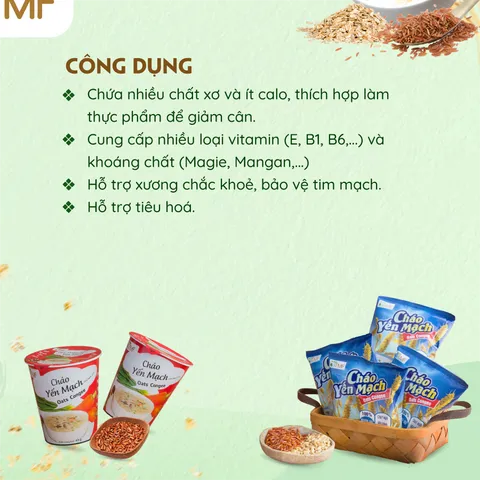 Cháo Yến Mạch Gạo Lứt Giảm Cân Ăn Liền Tâm Minh - Thực Phẩm Dinh Dưỡng Tiện Lợi Chay Mặn, Chỉ 3 Phút Nấu Nóng Hổi