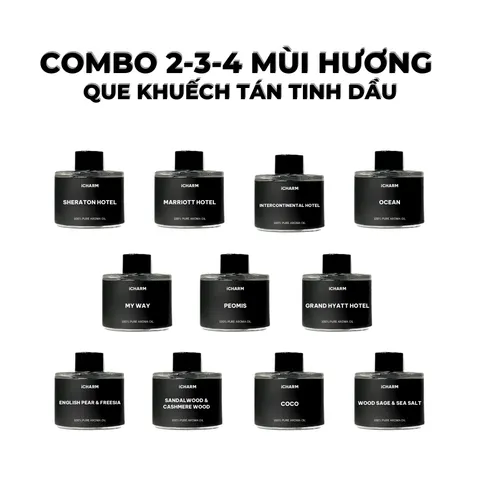 Combo que khuếch tán tinh dầu hương nước hoa, khách sạn iCHARM