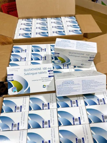 ￼Viên Ngậm Trắng Da Dưới Lưỡi Glutathione 100mg Nhập Khẩu Italy Tặng Viên Uống L-Cystine