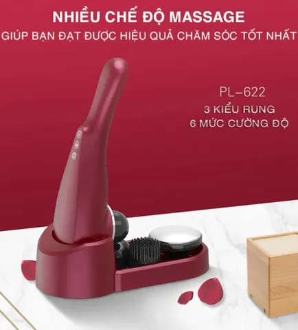 Máy Massage Cầm Tay Rung Nóng Đa Năng Puli PL-622 - 4 Đầu Massage, Sưởi Ấm, Pin Sạc 2600mAh - Giải Pháp Thư Giãn Hiệu Quả