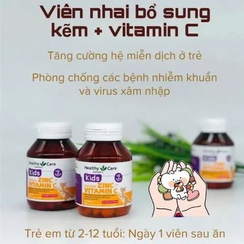 Viên nhai Vitamin C + Zin C Heathy Care