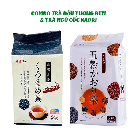 Combo Trà Đậu Tương Đen Và Trà Xanh Hoji Ngũ Cốc - Yuzuha Official Store