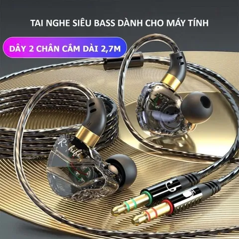Tai Nghe Gaming Có Dây In-Ear Poermax M35 Đen - Chất Lượng Âm Thanh Rõ Ràng, Sắc Nét Thích Hợp Cho PC và Chơi Game