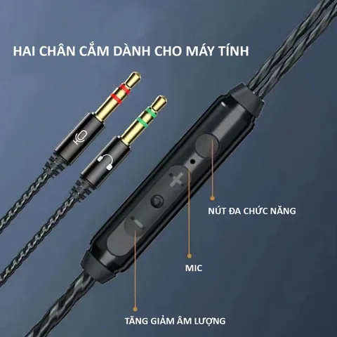 Tai Nghe Gaming Có Dây In-Ear Poermax M35 Đen - Chất Lượng Âm Thanh Rõ Ràng, Sắc Nét Thích Hợp Cho PC và Chơi Game