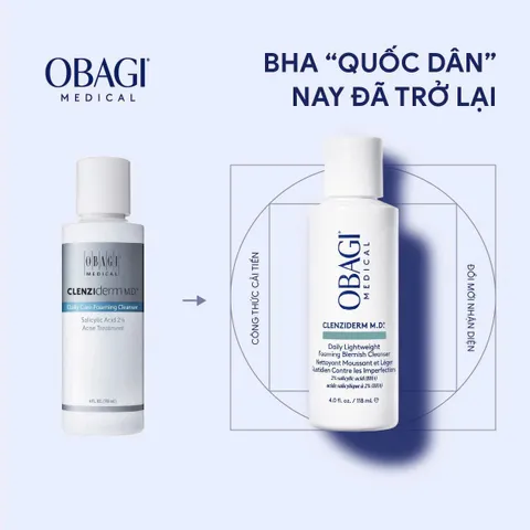Sữa Rửa Mặt Obagi Clenziderm M.D. Foaming - Dành Cho Da Dầu Mụn, Tẩy Tế Bào Chết Với 2% Salicylic Acid (BHA)