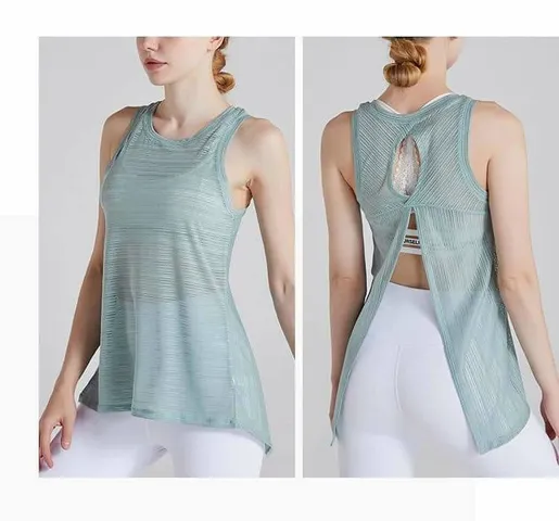 Áo tank top lưới nữ buộc dây phía sau - Phong cách thể thao thời trang, mặc 2 kiểu, mềm mịn, dễ phối các set đồ mùa hè