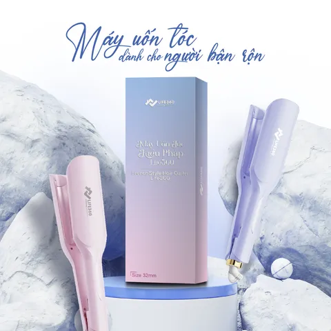 Máy Uốn Tóc Ion Âm Pháp Life360 LF-MUP23 - Gợn Sóng Lớn 32mm, 5 Mức Nhiệt Độ, Làm Nóng Nhanh, Bảo Hành 1 Năm
