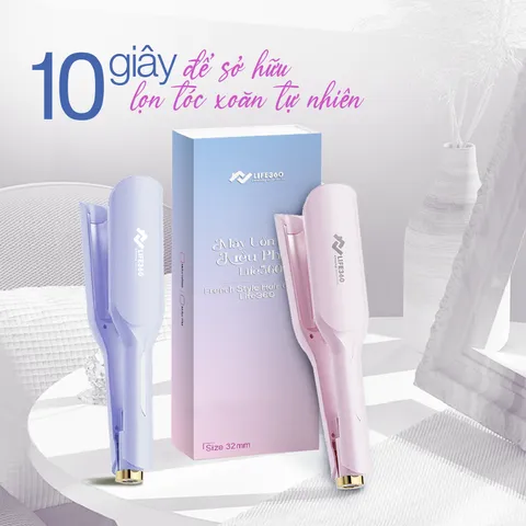 Máy Uốn Tóc Ion Âm Pháp Life360 LF-MUP23 - Gợn Sóng Lớn 32mm, 5 Mức Nhiệt Độ, Làm Nóng Nhanh, Bảo Hành 1 Năm