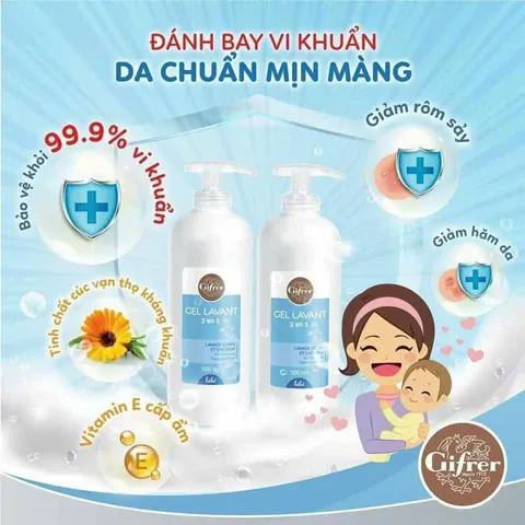 Sữa Tắm Gội 2 Trong 1 Cho Bé Gifrer Gel Lavant 500ml - Chăm Sóc Da Nhạy Cảm, Không Chất Độc Hại, Dưỡng Ẩm Mềm Mại