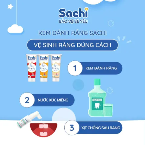 Kem đánh răng Sachi cho bé 60g - Ngăn ngừa sâu răng, hương vị thơm ngon, an toàn cho trẻ từ 2 tuổi trở lên