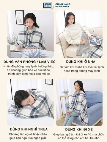 Áo Choàng Văn Phòng Giữ Ấm OFFICE CHILL - 2 Lớp Vải Flannel và Polyester, Thiết Kế Thời Trang, Đa Năng Cho Mùa Đông