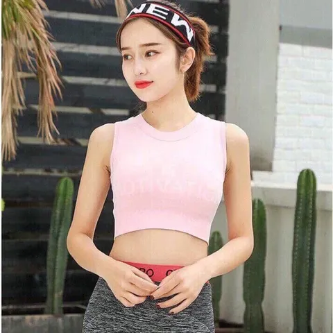 Áo Thun Nữ Croptop Sát Nách The Key Màu Hồng - Đồ Tập Gym, Yoga Cao Cấp Kèm Mút Độn Ngực Thoải Mái, Năng Động