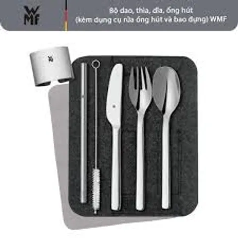 Bộ Dụng Cụ Nhà Bếp WMF Besteck-Set 8 Món MY2GO - Dao, Thìa, Dĩa, Ống Hút Inox Tiện Lợi Cho Cắm Trại, Picnic, Văn Phòng