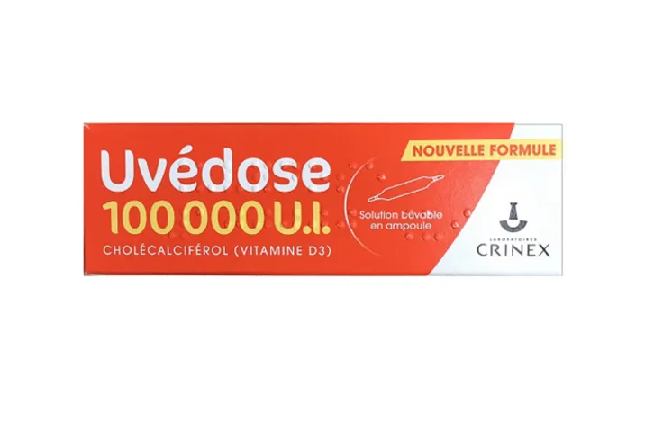 Vitamin D3 Uvedose 100.000 IU - Bổ Sung D3 Liều Cao, Tăng Cường Hệ Miễn Dịch và Xương Khỏe Mạnh - Sản Phẩm Pháp Thương Hiệu Uvedose