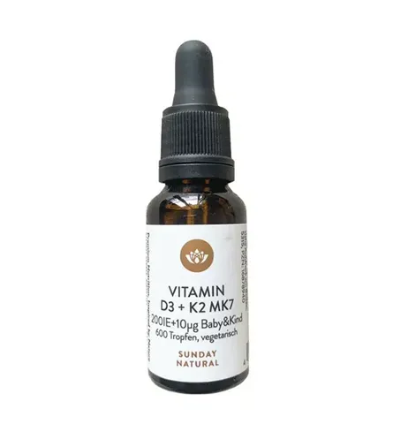 Vitamin bổ sung D3 + K2 MK7 Sunday Natural dành cho bé của Đức