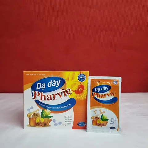 Cao Nghệ Vàng Dạ Dày Pharvie - Giúp Giảm Axit Dịch Vị, Bảo Vệ Niêm Mạc Dạ Dày (Hộp/20 gói/10ml)