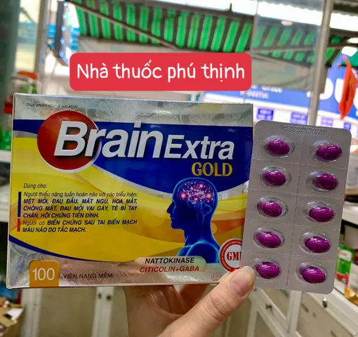 Viên uống hỗ trợ tuần hoàn não Brain Extra Gold - Ginkgo Biloba 100 viên, bổ não thông minh, tăng cường trí nhớ và giảm mệt mỏi.