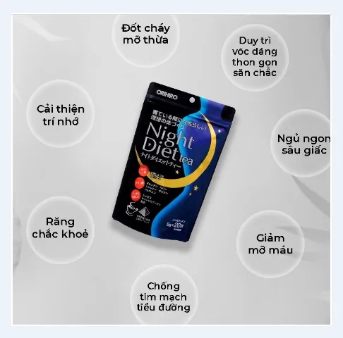Trà giảm cân Orihiro Night Diet Tea 20 gói - Hỗ trợ giảm cân hiệu quả, thanh lọc cơ thể, không chứa caffeine, an toàn cho sức khỏe.