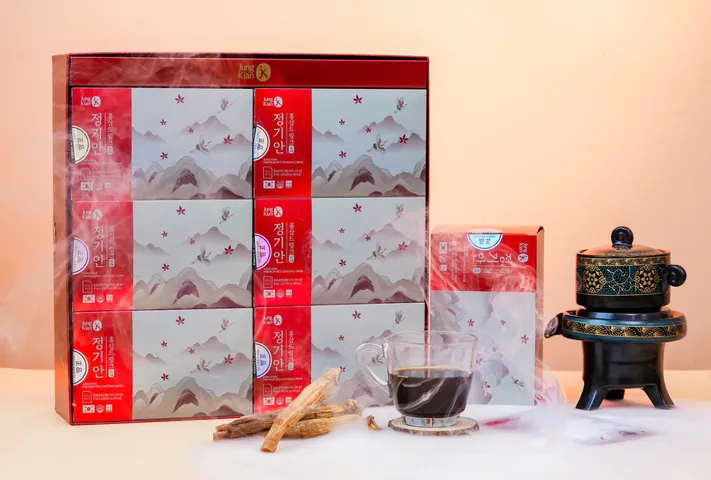 Nước Uống Hồng Sâm Jung Kian Premium - Giải Pháp Bổ Sung Sức Khỏe Từ Hồng Sâm 6 Năm Tuổi - 60 Gói X 50ml