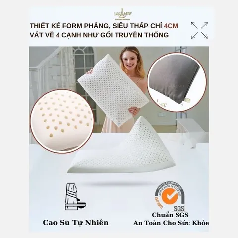 Gối Cao Su Lasante Siêu Mỏng(vát cạnh)