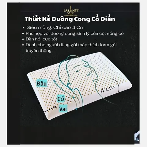 Gối Cao Su Lasante Siêu Mỏng(vát cạnh)