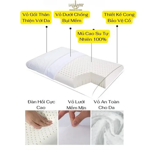 Gối Cao Su Lasante Siêu Mỏng(vát cạnh)