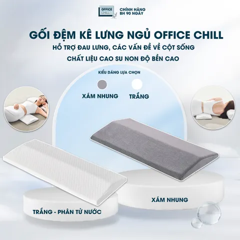 Đệm Kê Lưng Ngủ OFFICE CHILL - Đệm Memory Foam Cao Su Non Hỗ Trợ Đau Lưng, Thoát Vị Đĩa Đệm, Giấc Ngủ Thoải Mái
