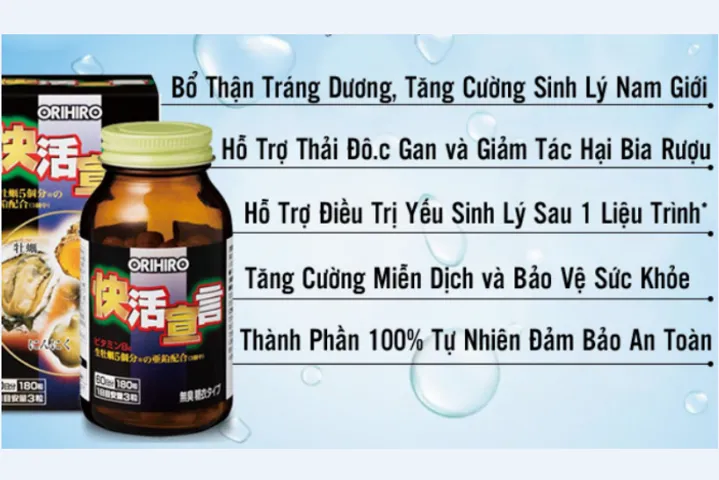 Tinh Chất Hàu Tươi, Tỏi, Nghệ Orihiro - Tăng Cường Sinh Lực Nam Giới, Cải Thiện Chất Lượng Tinh Trùng, 180 Viên