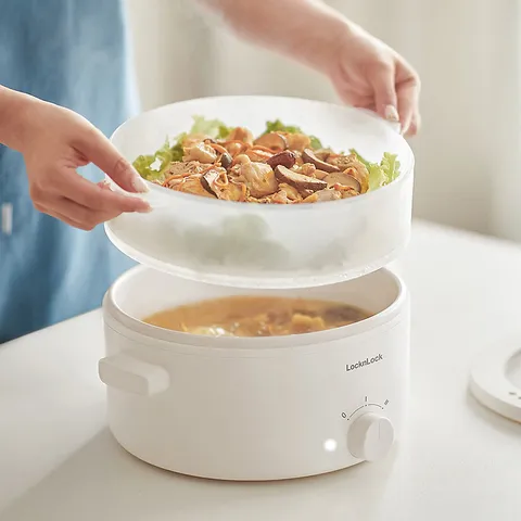 Nồi Điện Đa Năng LocknLock Bianco 3L EJP124IVY - Nấu Lẩu, Hấp, Chiên - Bảo Hành 2 Năm, Dung Tích Lớn, Phù Hợp Gia Đình Nhỏ
