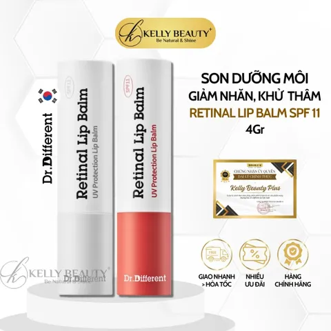 Son Dưỡng Môi Dr.Different Retinal Lip Balm SPF 11 - Dưỡng Ẩm, Giảm Nếp Nhăn, Bảo Vệ Môi Khỏi Tia UV, Chăm Sóc Môi Tươi Trẻ