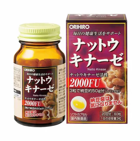 Viên uống hỗ trợ tai biến mạch máu não Orihiro Nattokinase 2000FU 60 viên - Giảm nguy cơ tai biến, cải thiện trí nhớ, sức khỏe tốt hơn.