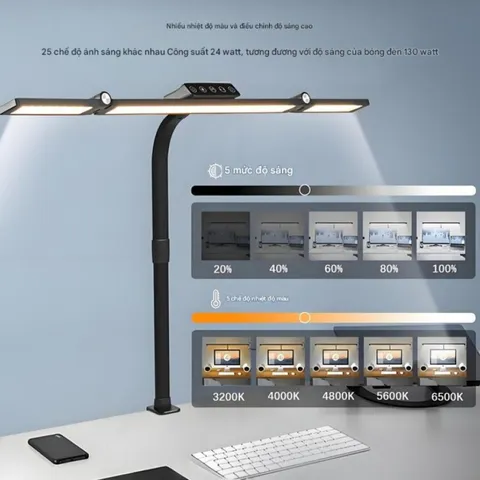 Đèn Bàn LED Chống Cận Đa Chức Năng Điều Khiển Từ Xa - Bảo Vệ Mắt, 5 Mức Ánh Sáng Cho Học Tập và Làm Việc Tốt Nhất
