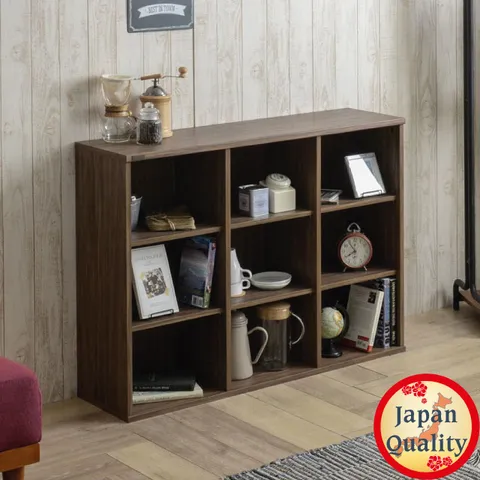 Kệ Sách Neflas Japan 80120OP - Kệ Gỗ Walnut Thiết Kế Hiện Đại, Chất Liệu Nhập Khẩu E1, Dài 115.5cm x Rộng 30cm x Cao 80cm