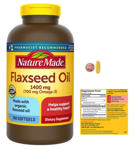 Viên uống dầu hạt lanh Omega 3 6 9 Nature Made Flaxseed Oil 1400mg - 300 viên bổ sung sức khỏe tim mạch, hàng nhập Mỹ