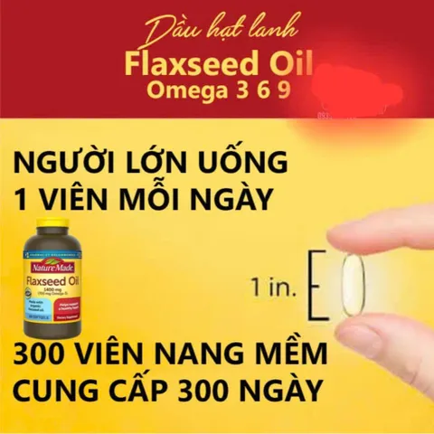 Viên uống dầu hạt lanh Omega 3 6 9 Nature Made Flaxseed Oil 1400mg - 300 viên bổ sung sức khỏe tim mạch, hàng nhập Mỹ