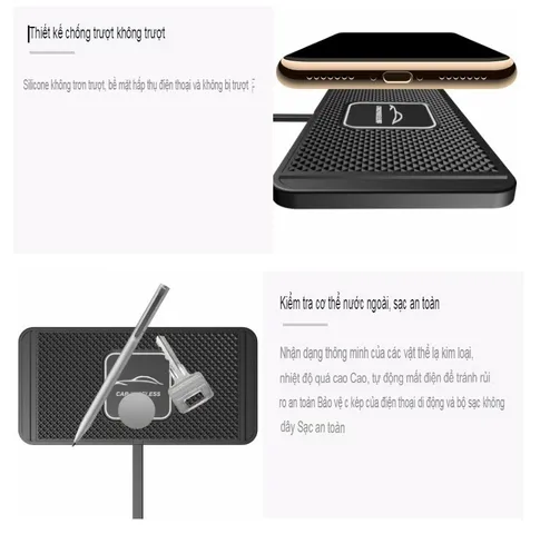 Đế Sạc Không Dây Trên Ô Tô 15W Chống Trượt - Sạc Nhanh cho iPhone, Samsung, Huawei - Giải Pháp Tiện Lợi Khi Lái Xe