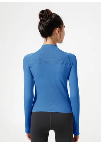 Áo Khoác Croptop Isoblox Xanh Dương Không Nón, Chất Liệu Co Giãn 4 Chiều Thời Trang Nữ - Tặng Kèm Cặp Mút Nâng Ngực