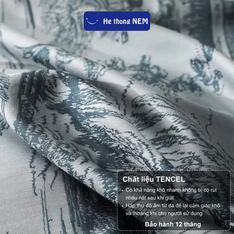 Set chăn ga gối 5 món Hệ Thống Nệm cao cấp Set bộ vỏ chăn ga ra drap lụa tencel trải phủ giường gối nệm đệm 5 món cao cấp