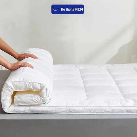 Topper nệm mỏng gấp gọn 5cm Hệ Thống Nệm cao cấp tấm topper gòn bông 5cm trải sàn văn phòng trải giường 1 người kí túc xá